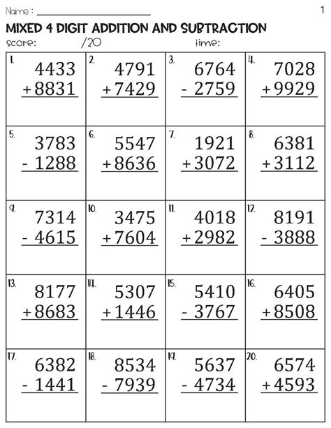 4 Digit Addition And Subtraction .